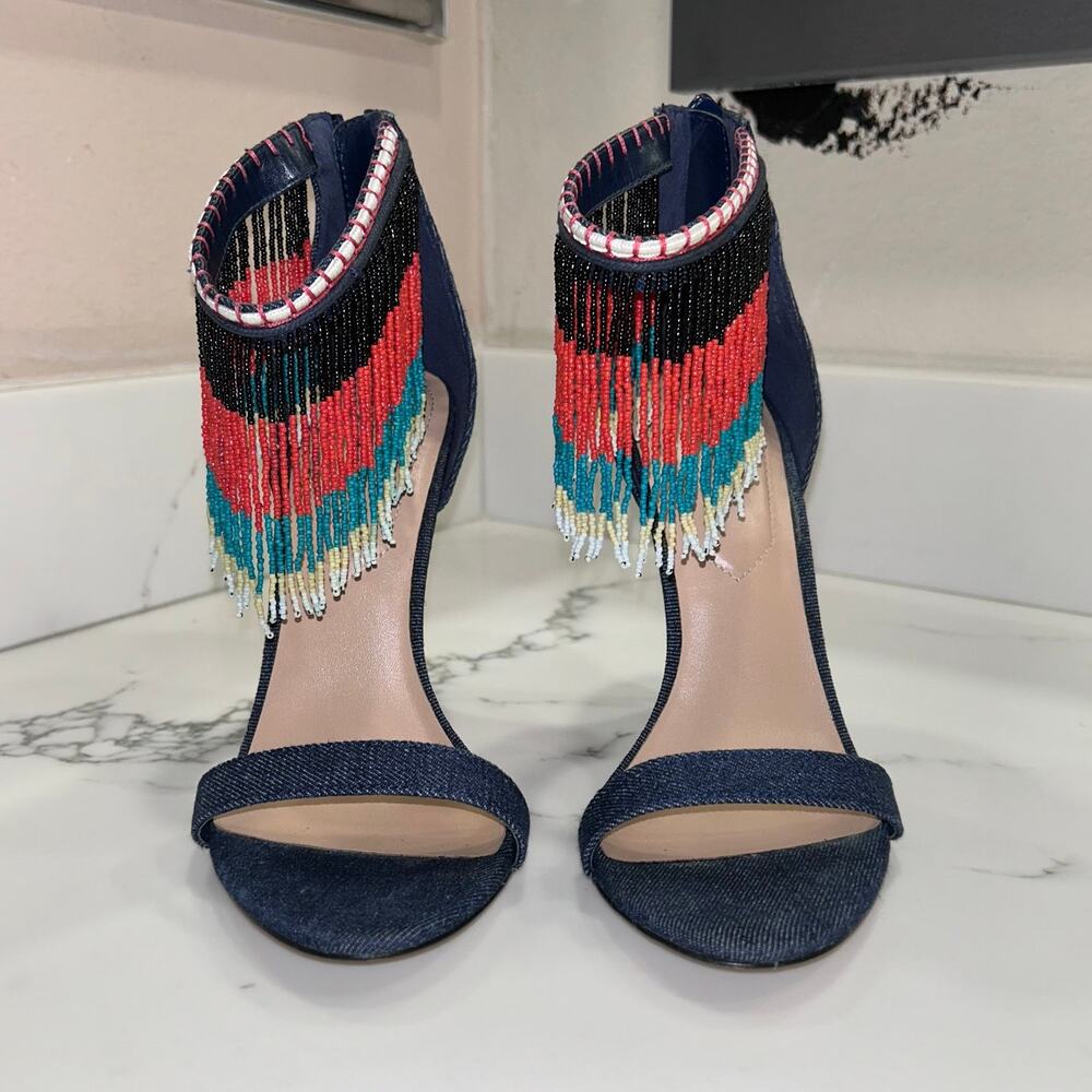 Aldo Denim Heel With Beaded Detail Women's Size 7.5 - Picture 3 of 10